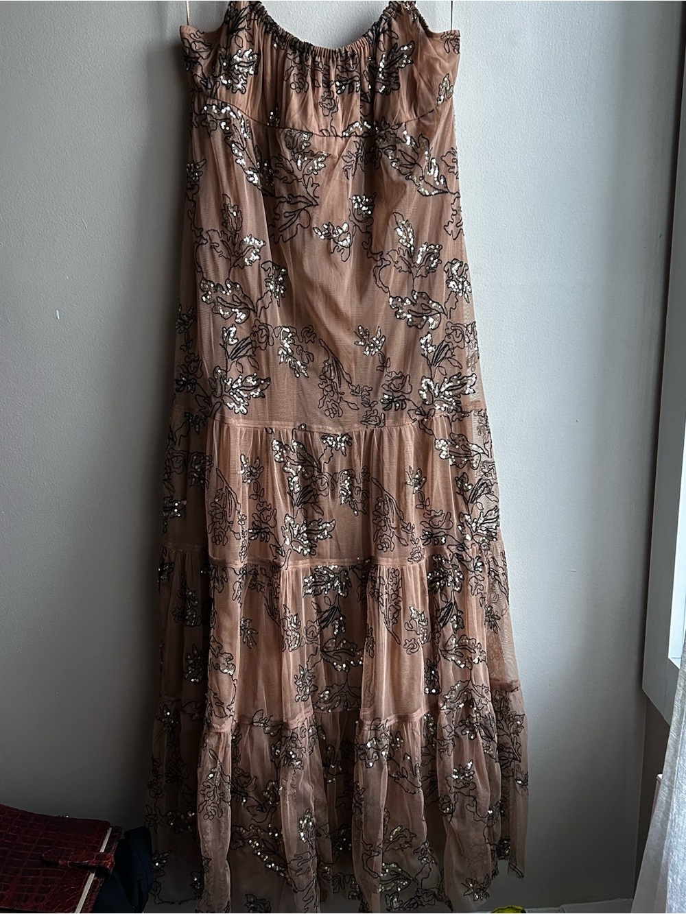 Anthropologie Beaded Tiered Maxi Dress in Rust - Picture 2 of 6